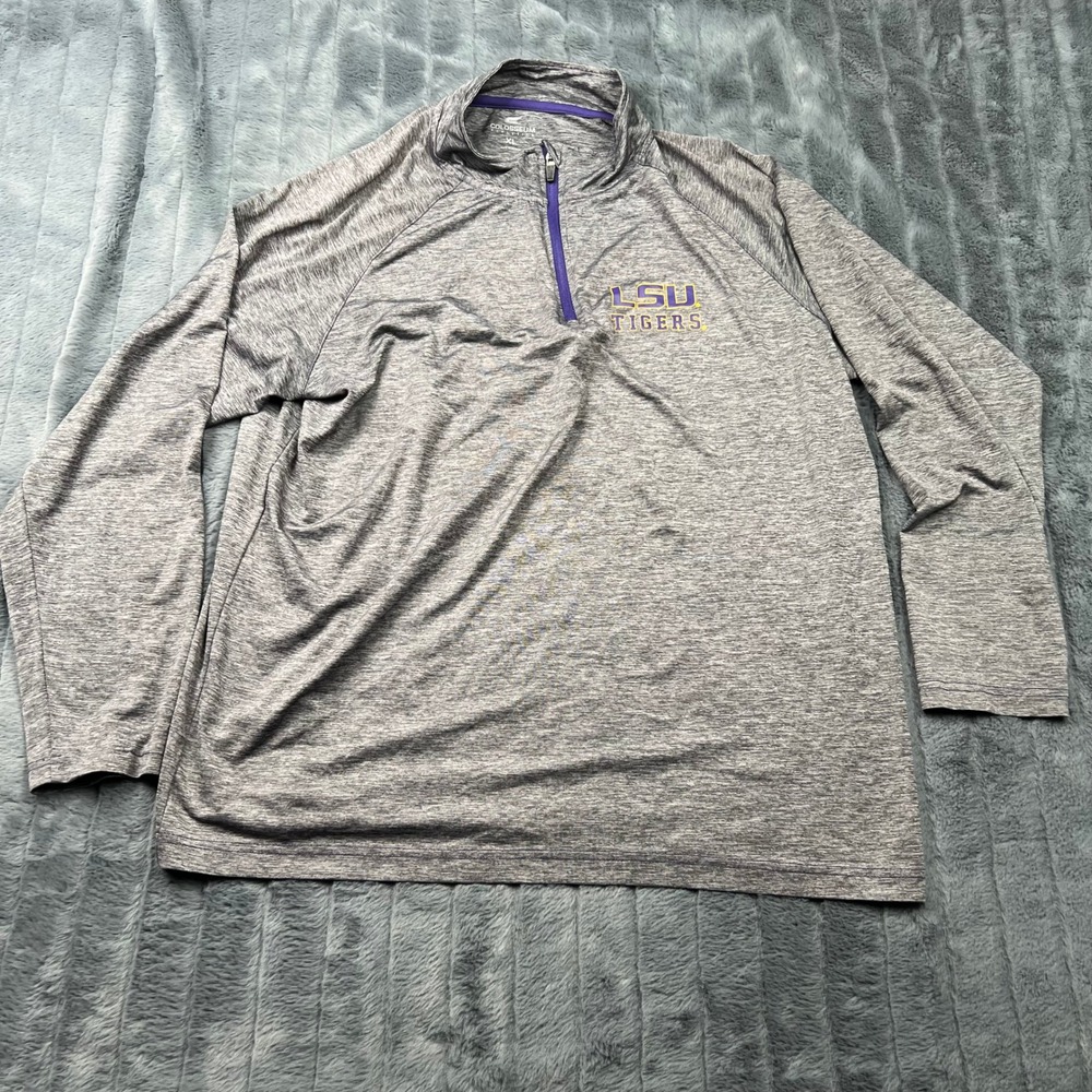 LSU Tigers Colosseum Athletics Mens XL Gray Space Dye Quarter Zip Pullover